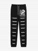 Pantalon de Jogger Déchiré Imprimé Lettre et Crâne à Corde - Noir XL