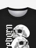 T-shirt Homme Gothique Imprimé Lettres et Crâne à Col Rond à Manches Courtes - Noir M