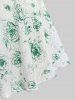 Haut Texturé Croisé Fleur Brodée à Bretelle de Grande Taille à Manches Bouffantes à Volants - Vert M | US 10