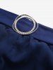 Plus Size Glitter Sparkling Rhinestone Buckle Chiffon Textured Layered Ruffles Solid Pockets Culottes Pants -  