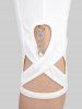 Pantalon Capri Moulant Croisé Bouclé en Couleur Unie Grande Taille à Paillettes avec Poches - Blanc M | US 10