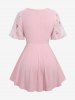 Plus Size Rose Flower Print Mesh Tulip Hem Buckle Ruffles Ruched Surplie Ribbed Textured 2 In 1 Top -  