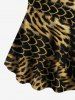 Plus Size Leopard Dragon Scale Print Short Sleeves T-shirt -  