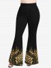 Plus Size Leopard Dragon Scale Print Pull On Flare Pants -  