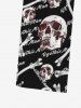 Gothic 3D Skulls Bone Letters Print Drawstring Wide Leg Sweatpants For Men - Noir 4XL