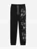Pantalon de Jogging Gothique Crâne en Feu Imprimé avec Poche à Cordon - Noir XL
