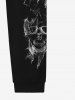 Gothic Fire Skulls Print Drawstring Pocket Jogger Sweatpants For Men -  