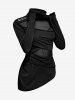 Gothic Mesh Panel Surplice High Neck Asymmetrical T-shirt -  