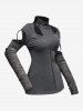 Gothic Hollow Out Cowl Neck Patchwork Long Sleeves T-shirt -  