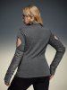 Gothic Hollow Out Cowl Neck Patchwork Long Sleeves T-shirt -  