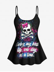 Bowknot Skull Skeleton Bricks Letters Paint Splatter Print Tankini Top -  