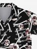 Gothic Turn-down Collar Skulls Bone Letters Print Buttons Shirt For Men -  