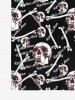 Chemise Gothique Imprimé Lettres et Crâne à Col Rabattu avec Boutons pour Homme - Noir L