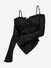 Gothic Lace Up Ripped Off The Shoulder Asymmetric Cami T-shirt -  