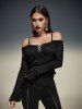 Gothic Lace Up Ripped Off The Shoulder Asymmetric Cami T-shirt -  
