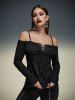 Gothic Lace Up Ripped Off The Shoulder Asymmetric Cami T-shirt -  