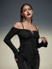 Gothic Lace Up Ripped Off The Shoulder Asymmetric Cami T-shirt -  