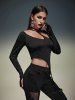Gothic Cutout Panel Thumbhole Asymmetric Solid T-shirt -  