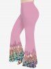 Plus Size Leopard Paint Drop Blobs Sparkling Sequin Glitter 3D Print Flare Pants -  
