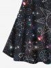 Plus Size Glitter Sun Moon Planet Galaxy Print Crisscross A Line Cami Dress -  