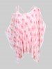 Plus Size Crisscross Cami Top And Flowers Print Lace Trim Sheer Mesh Asymmetrical Plisse Blouse -  