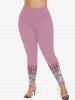 Plus Size 3D Glitter Sparkling Sequins Print Skinny Leggings -  