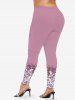 Plus Size 3D Glitter Sparkling Sequins Print Skinny Leggings -  
