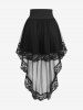 Plus Size Floral Lace Overlay Lace-up Ruched Peplum Hem High Low Asymmetric A Line Skirt -  