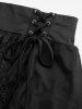 Plus Size Floral Lace Overlay Lace-up Ruched Peplum Hem High Low Asymmetric A Line Skirt -  
