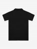 Chemise Plissée Rose Cœur Lune Etoiles et Chat Imprimés avec Zip pour Homme - Noir XS