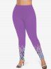 Plus Size Glitter Sparkling Sequins Ombre Print Skinny Leggings -  