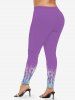 Plus Size Glitter Sparkling Sequins Ombre Print Skinny Leggings -  
