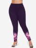 Plus Size Galaxy Swirls Colorblock Print Leggings -  