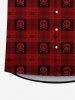 Gothic Skulls Skeleton Plaid Print Button Down Shirt For Men -  