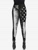Gothic Ink Painting Striped Star Patriotic American Flag Print Skinny Leggings -  