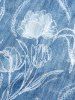 Haut Mouchoir Ombré Découpé Fleur Tressé à Epaule Dénudée Grande Taille avec Œillet - Bleu M | US 10