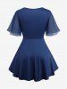 Plus Size Sheer Chiffon Ruffles Asymmetrical Surplice Blouse -  