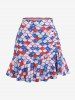Maillot de Bain Tankini Sirène Rayé Etoile Imprimée à Volants de Grande Taille à Col Halter - Multi-A M | US 10