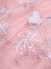 Plus Size Flower Print Embroidery Mesh Ruched Chains Surplice Ribbed Textured Tank Top -  