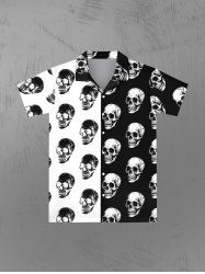 Chemise Gothique en Blocs de Couleurs Crâne Imprimée Boutonnée pour Homme - Multi-A L