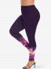 Galaxy Swirls Colorblock Printed Lattice Crisscross Flare Sleeve T-shirt and Leggings Plus Size Matching Set -  