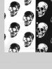 Gothic Skulls Two Tone Colorblock Print Button Down Shirt For Men -  