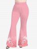 Plus Size Peach Blossom Glitter Stars Print Ombre Pull On Flare Pants -  
