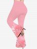 Plus Size Peach Blossom Glitter Stars Print Ombre Pull On Flare Pants -  