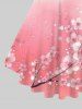 Plus Size Peach Blossom Glitter Stars Print Ombre Lattice T-shirt -  