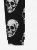 Pantalon de Jogging Gothique Bicolore Crâne Imprimée en Blocs de Couleurs à Cordon - Multi-A L