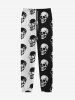 Gothic Skulls Two Tone Colorblock Print Drawstring Jogger Pants For Men -  