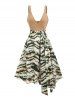 Tie Dye Colorblock O Ring Surplice Neck Zipper Side Belt Dress -  