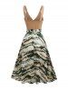 Tie Dye Colorblock O Ring Surplice Neck Zipper Side Belt Dress -  