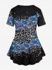 Plus Size Leopard Sea Wave Sparkling Sequin Glitter 3D Print T-shirt -  